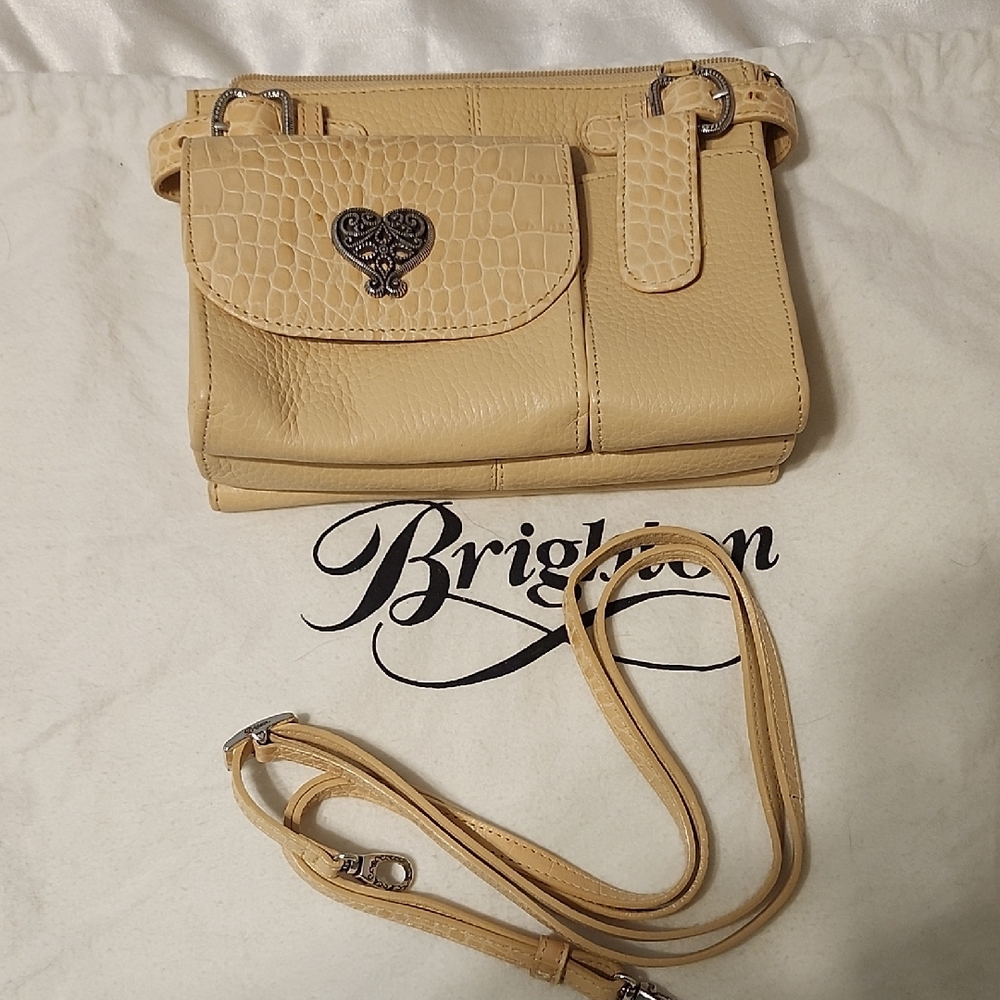 Brighton Beige Crossbody Bag with Heart Accent